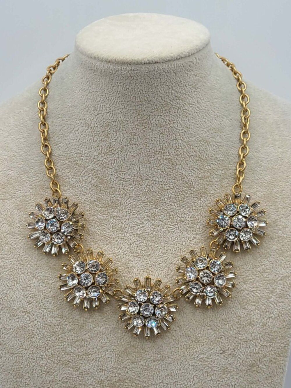 J Crew Clear Crystal Gold Tone Necklace